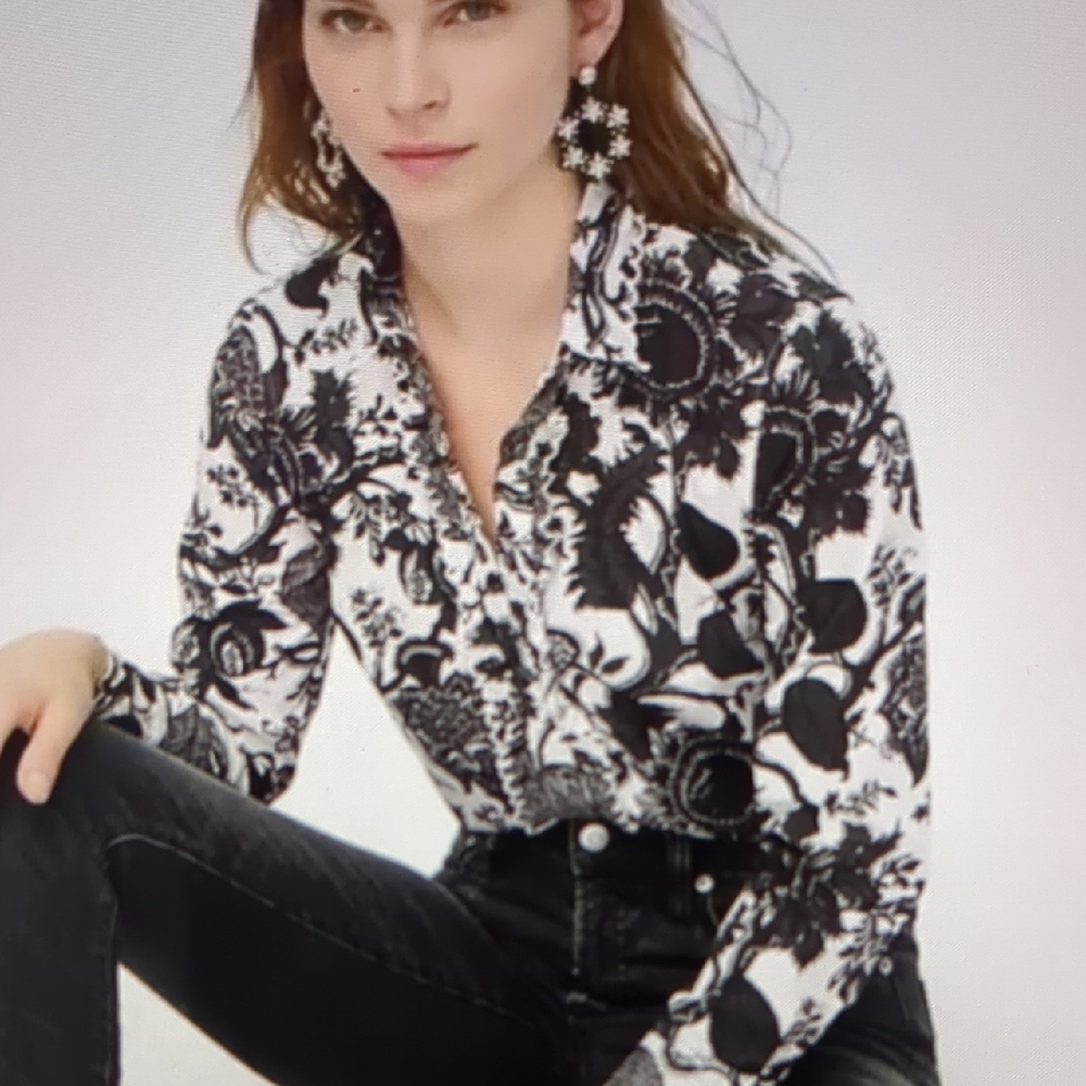 J. Crew Ratti Monochrome Sunflower Shirt